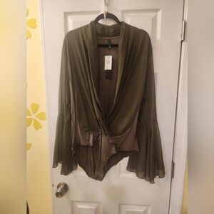 Ashley Stewart NWT Elegant Olive Green Bodysuit